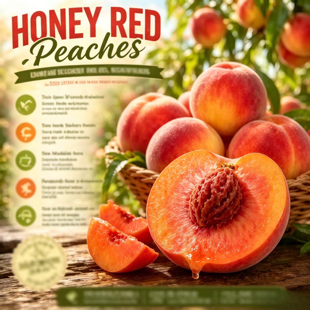 🍑 Mini Heirloom Peach Tree – Giant Honey-Sweet Red Fruit 🔥