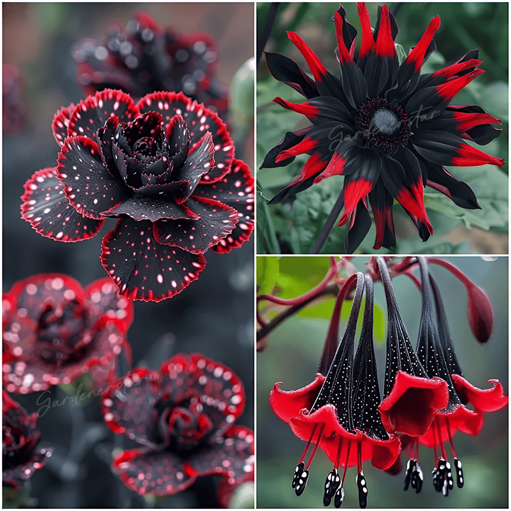 Rare Black and Red Bicolor Series Flower Seeds