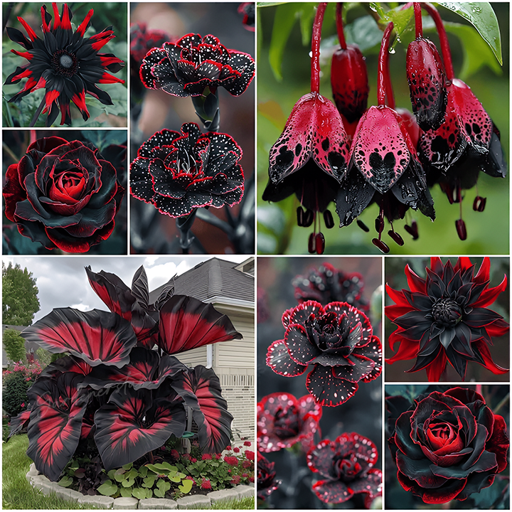 Rare Black and Red Bicolor Series Flower Seeds