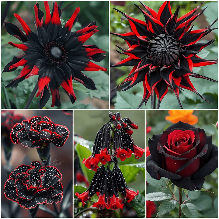 Rare Black and Red Bicolor Series Flower Seeds