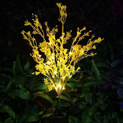 Rape Flower Garden Solar Stake Lamp Fabric Modern LED Ground Lighting in Yellow