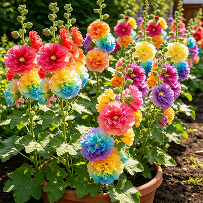 🌈Rare Rainbow Hollyhock — The Most Magical Flower of 2026