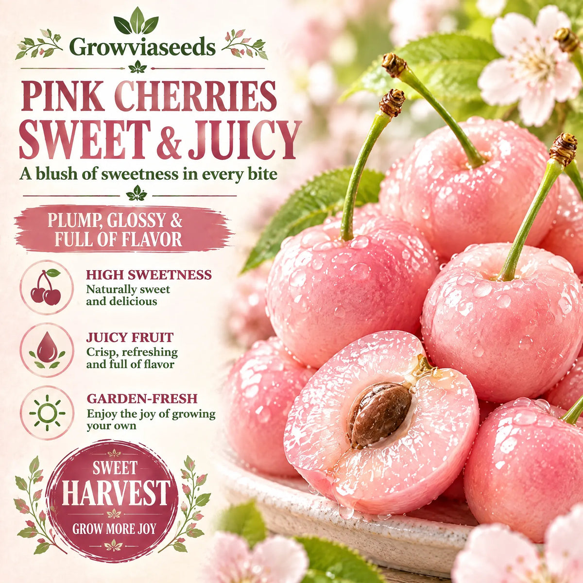 🍒 Mini Pink Cherry Seeds – Small Fruit, Big Sweet Flavor