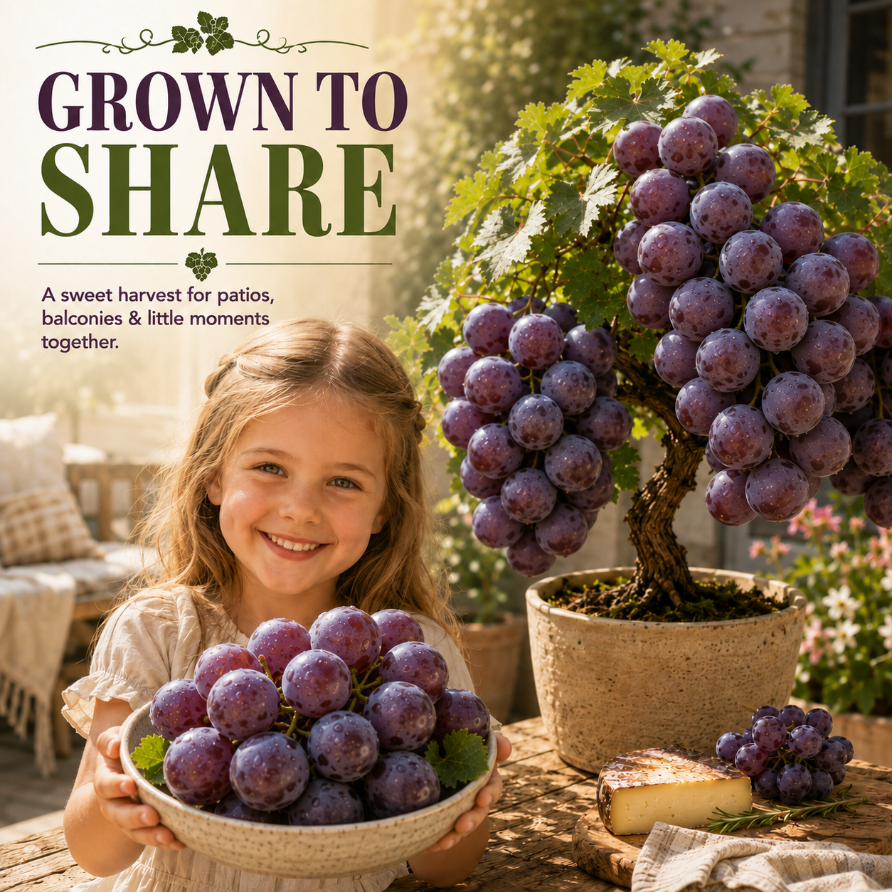 🍇🪴Dwarf Tree Giant Grapes Seeds - Big, Juicy Grapes for Patios & Small Spaces
