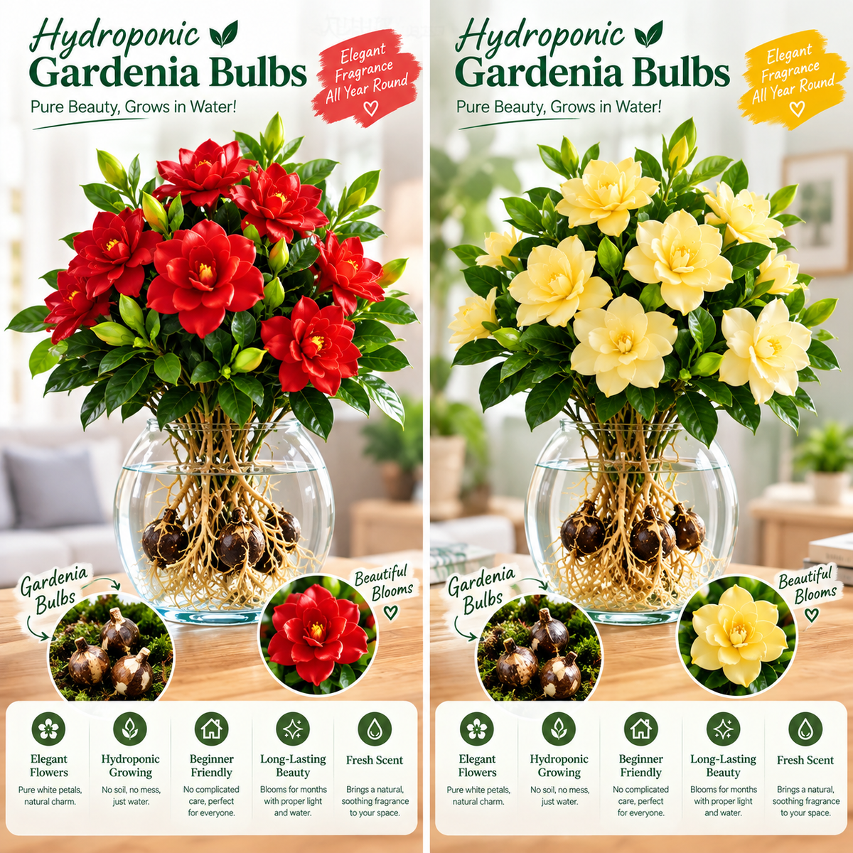 ✨Hydroponic Gardenia Bulbs🌸Grow Stunning Gardenias in Water — No Soil, No Mess!