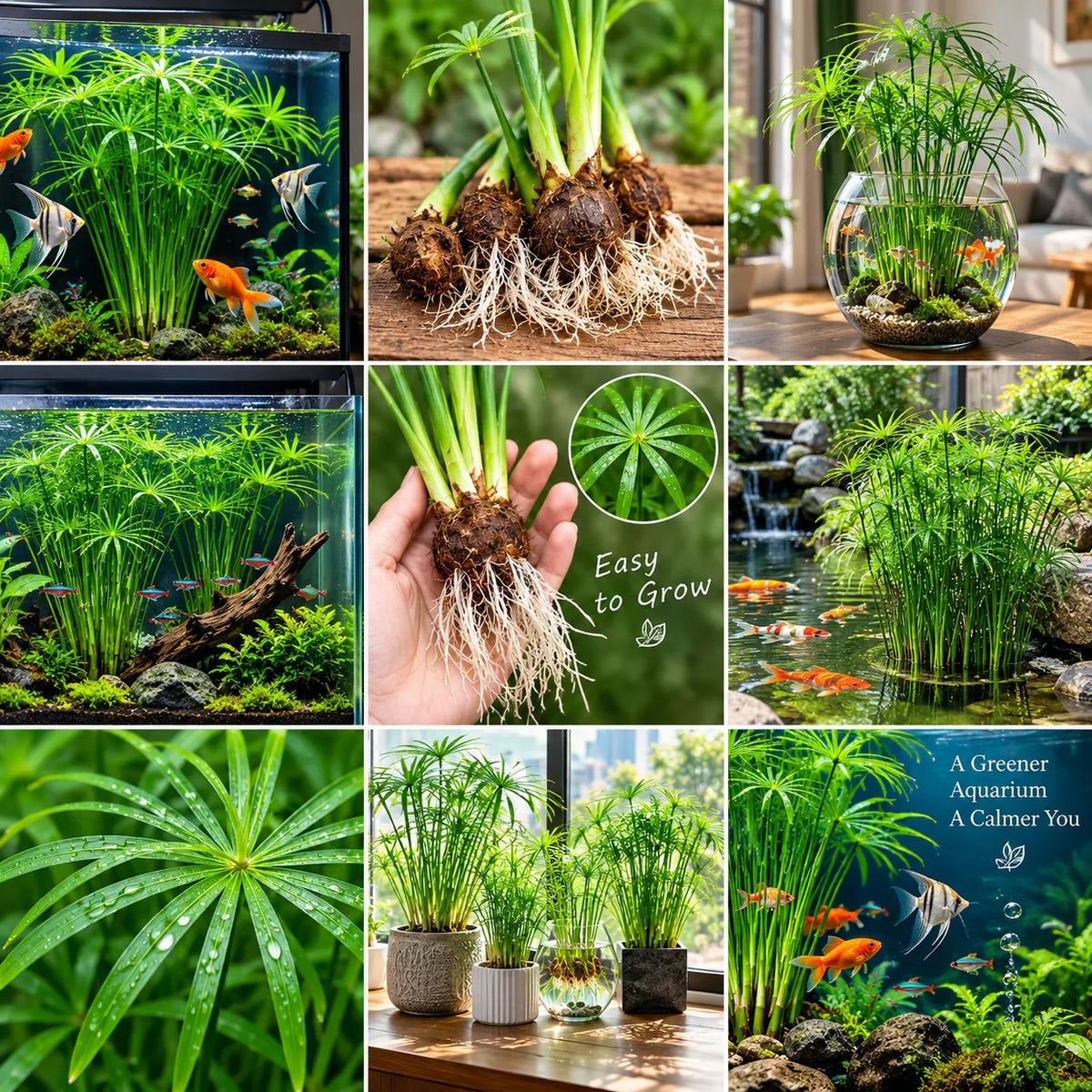🌿Water Bamboo Bulbs-Hydroponic Umbrella Plant – Natural Water Purifier for Aquariums, Turtle Tanks & Ponds