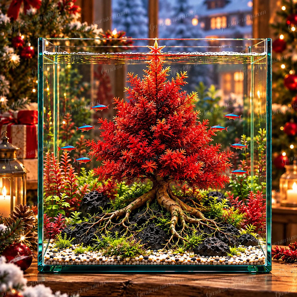 🎄Mini Christmas Tree Aquarium Bulbs – Colorful Underwater Magic