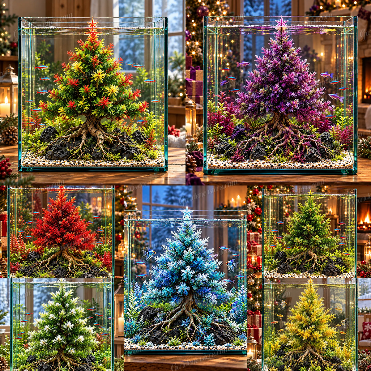🎄Mini Christmas Tree Aquarium Bulbs – Colorful Underwater Magic