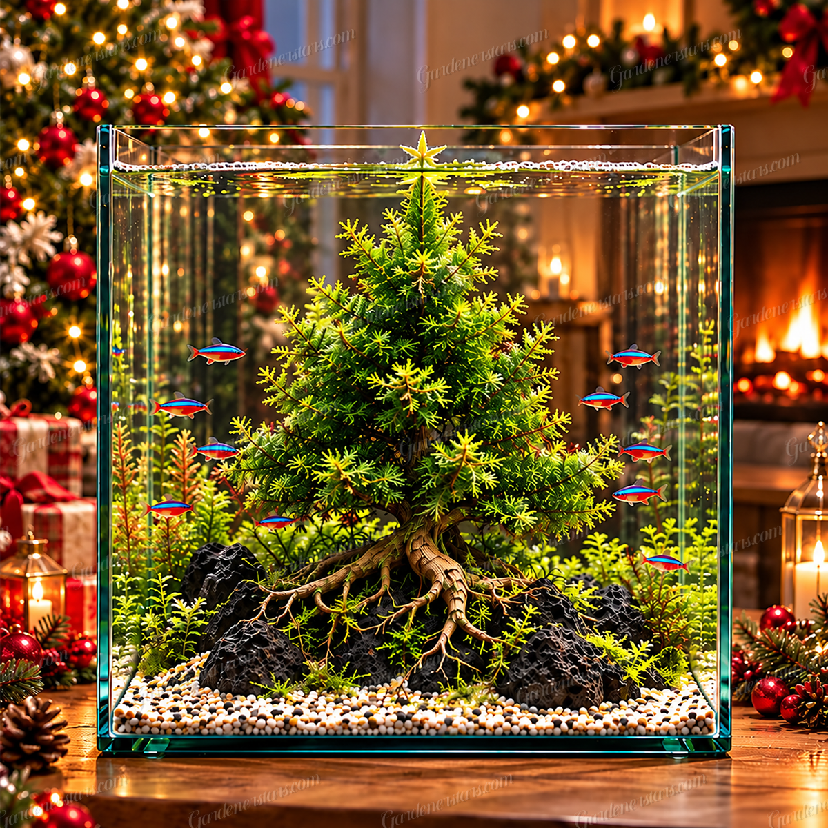 🎄Mini Christmas Tree Aquarium Bulbs – Colorful Underwater Magic