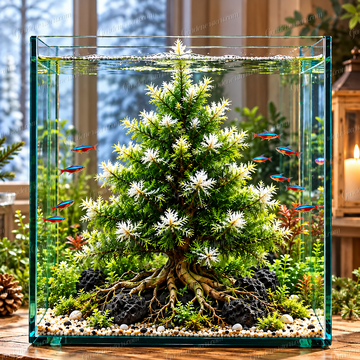 🎄Mini Christmas Tree Aquarium Bulbs – Colorful Underwater Magic