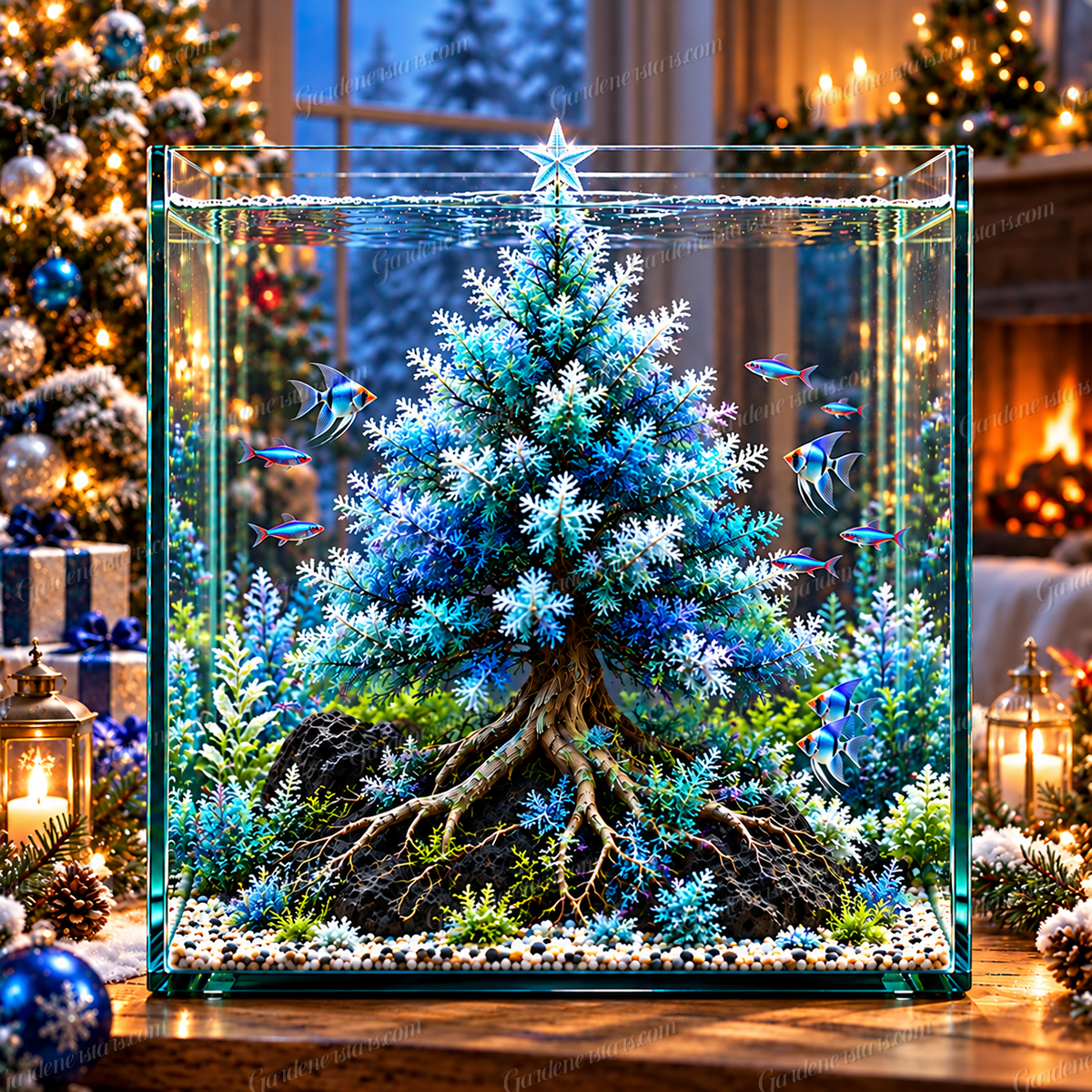 🎄Mini Christmas Tree Aquarium Bulbs – Colorful Underwater Magic
