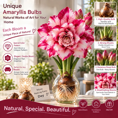 🌺 Multi-headed amaryllis bulbs with double XXL flowers – for water and soil