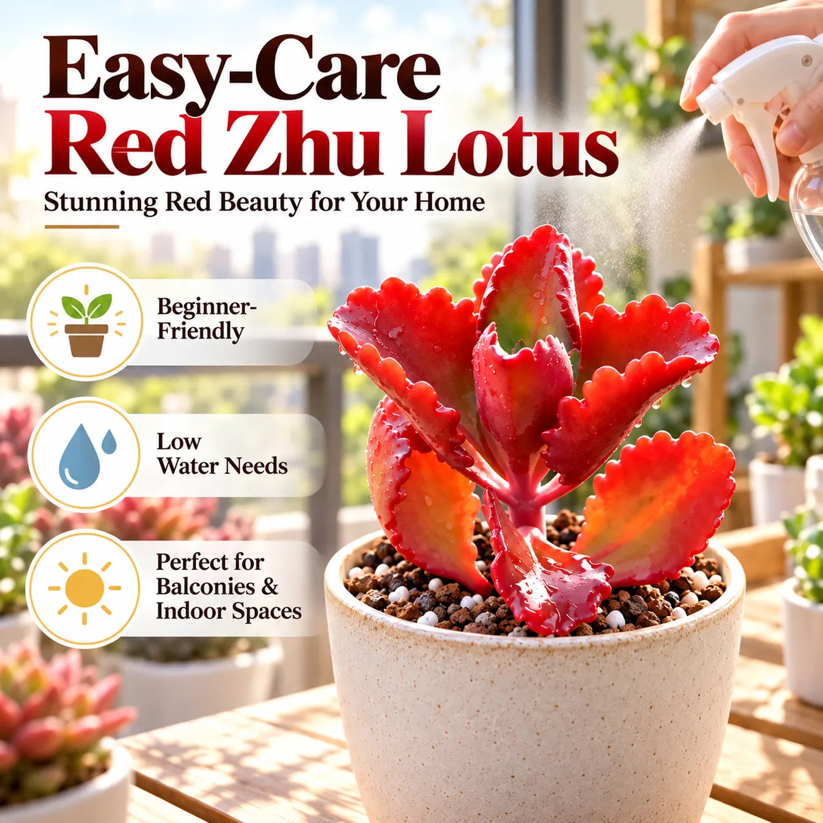 ❤️ Red Zhu Lotus Succulent – A Little Ruby for Your Garden!