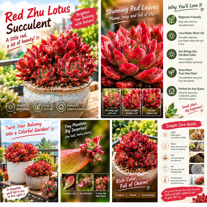 ❤️ Red Zhu Lotus Succulent – A Little Ruby for Your Garden!