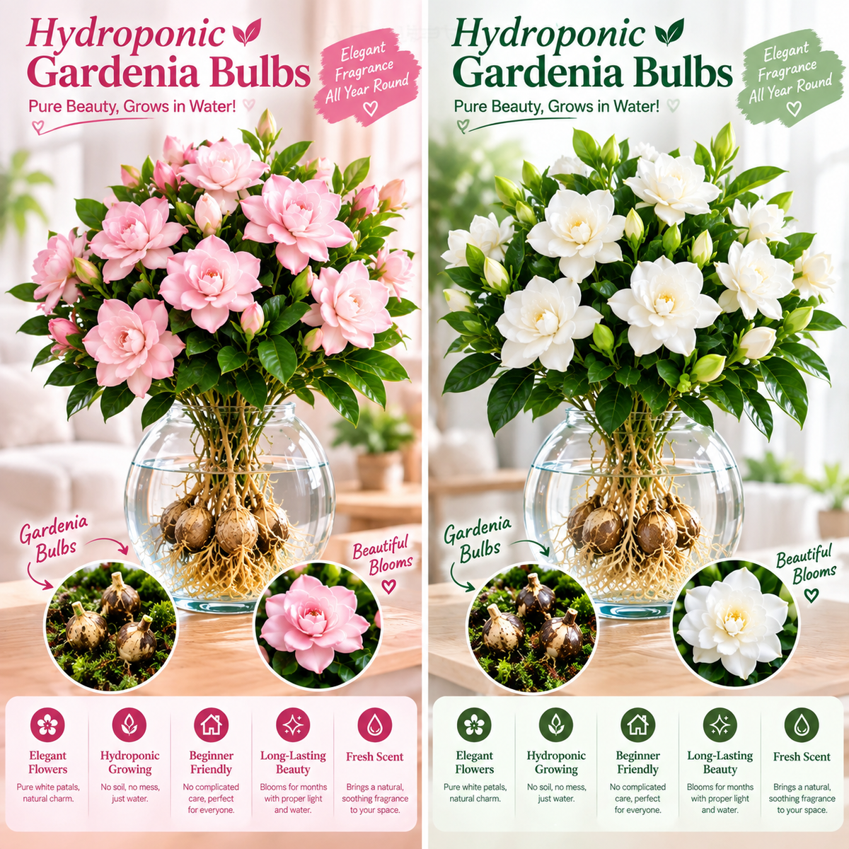 ✨Hydroponic Gardenia Bulbs🌸Grow Stunning Gardenias in Water — No Soil, No Mess!