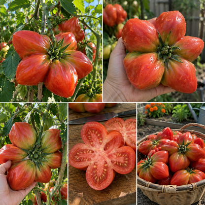 ⭐ Rare Giant Starburst Tomato Seeds – Unique Five-Point Shaped Tomatoes