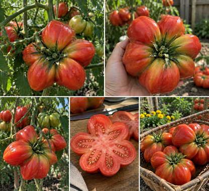 ⭐ Rare Giant Starburst Tomato Seeds – Unique Five-Point Shaped Tomatoes