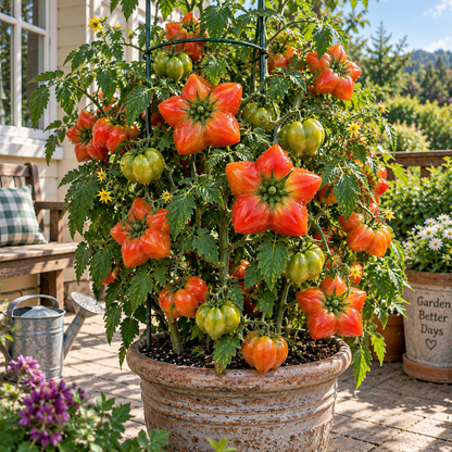 ⭐ Rare Giant Starburst Tomato Seeds – Unique Five-Point Shaped Tomatoes