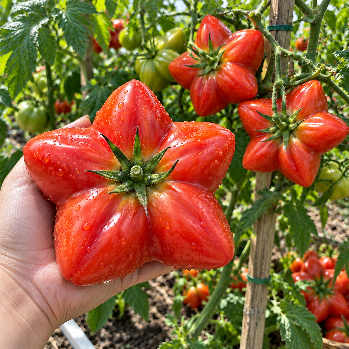 ⭐ Rare Giant Starburst Tomato Seeds – Unique Five-Point Shaped Tomatoes