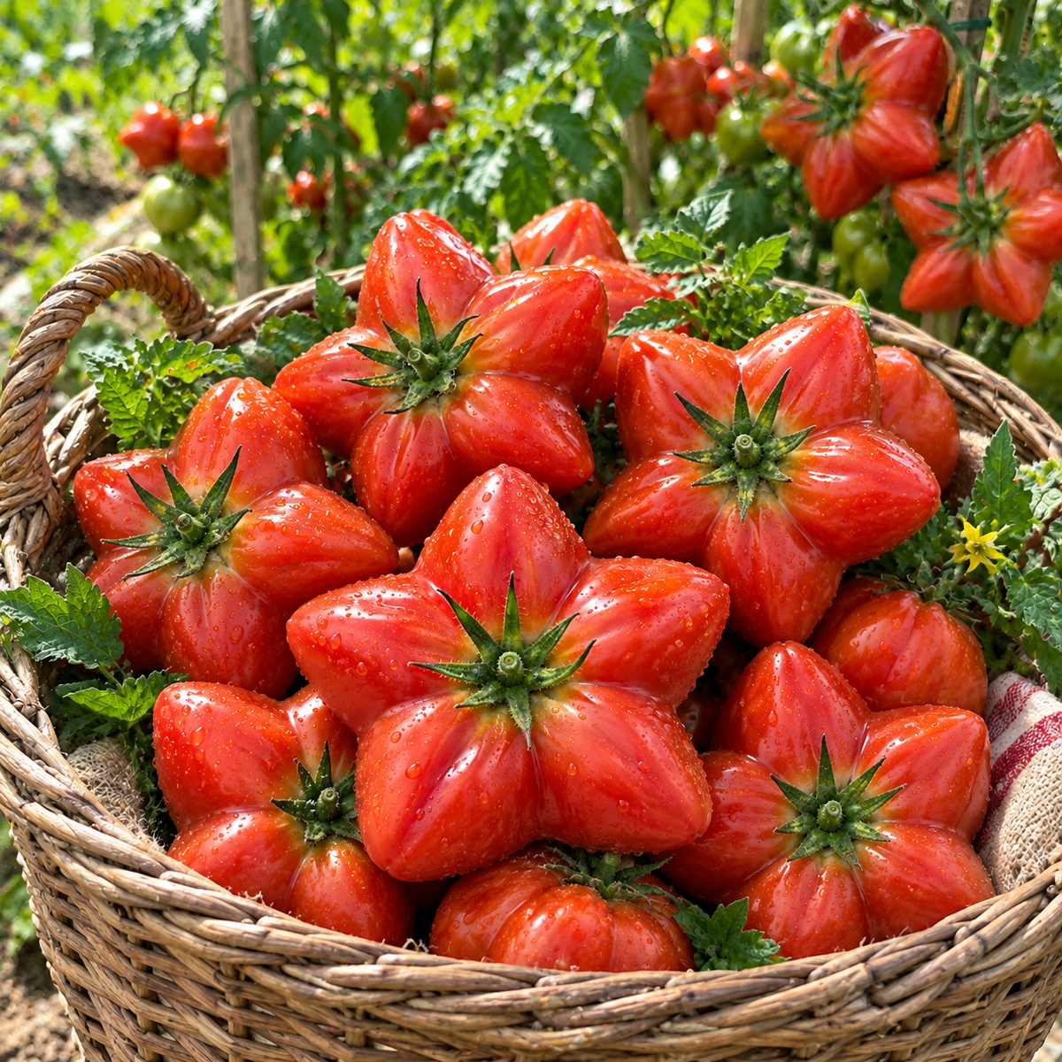 ⭐ Rare Giant Starburst Tomato Seeds – Unique Five-Point Shaped Tomatoes