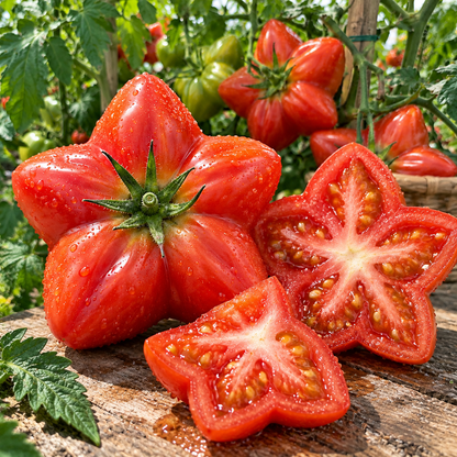 ⭐ Rare Giant Starburst Tomato Seeds – Unique Five-Point Shaped Tomatoes
