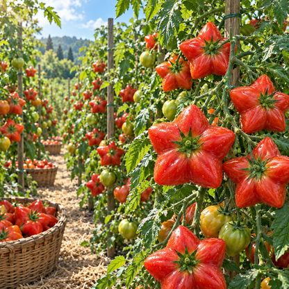⭐ Rare Giant Starburst Tomato Seeds – Unique Five-Point Shaped Tomatoes