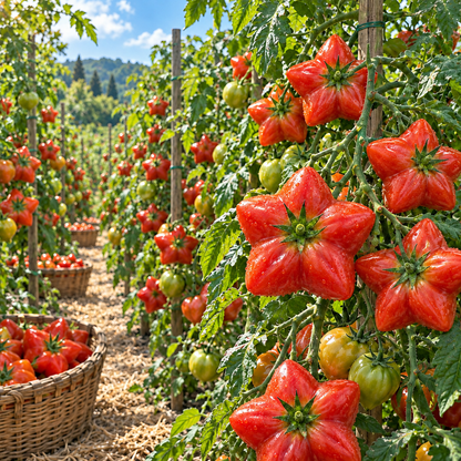 ⭐ Rare Giant Starburst Tomato Seeds – Unique Five-Point Shaped Tomatoes
