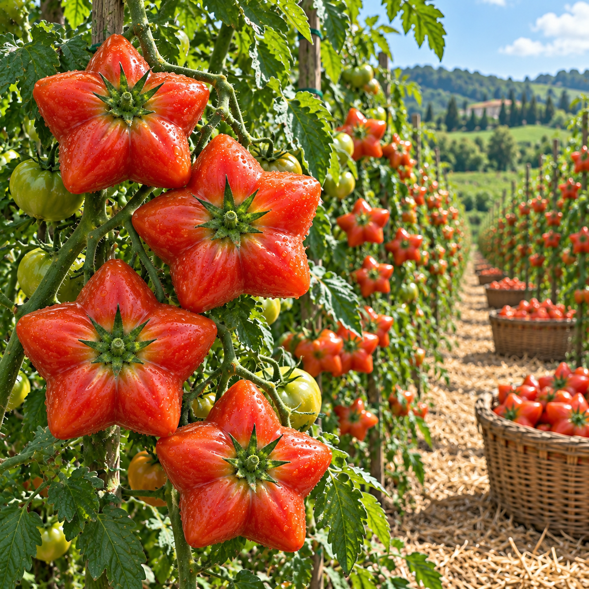 ⭐ Rare Giant Starburst Tomato Seeds – Unique Five-Point Shaped Tomatoes