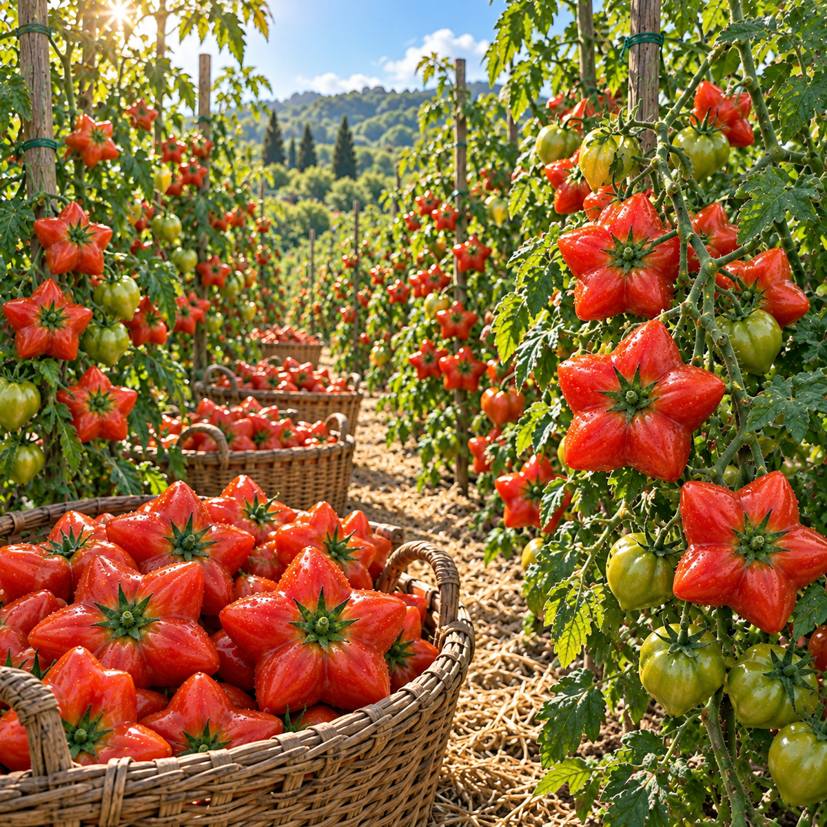 ⭐ Rare Giant Starburst Tomato Seeds – Unique Five-Point Shaped Tomatoes