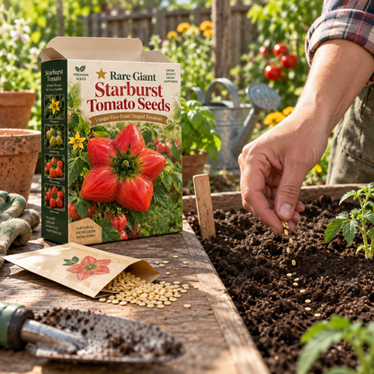 ⭐ Rare Giant Starburst Tomato Seeds – Unique Five-Point Shaped Tomatoes