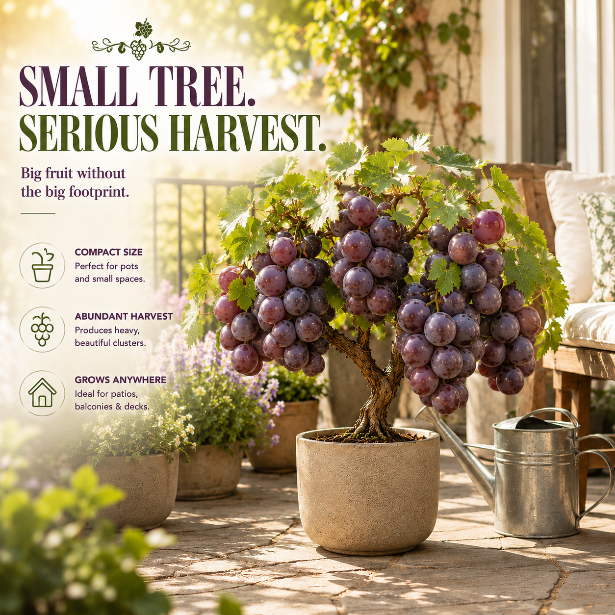 🍇🪴Dwarf Tree Giant Grapes Seeds - Big, Juicy Grapes for Patios & Small Spaces