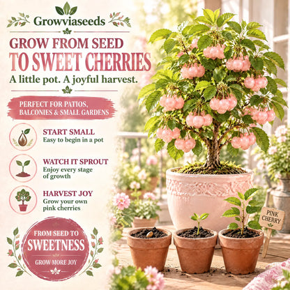 🍒 Mini Pink Cherry Seeds – Small Fruit, Big Sweet Flavor