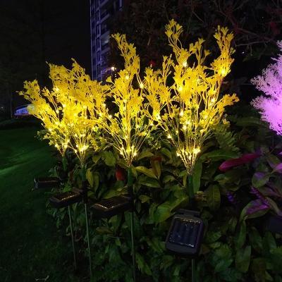 Rape Flower Garden Solar Stake Lamp Fabric Modern LED Ground Lighting in Yellow
