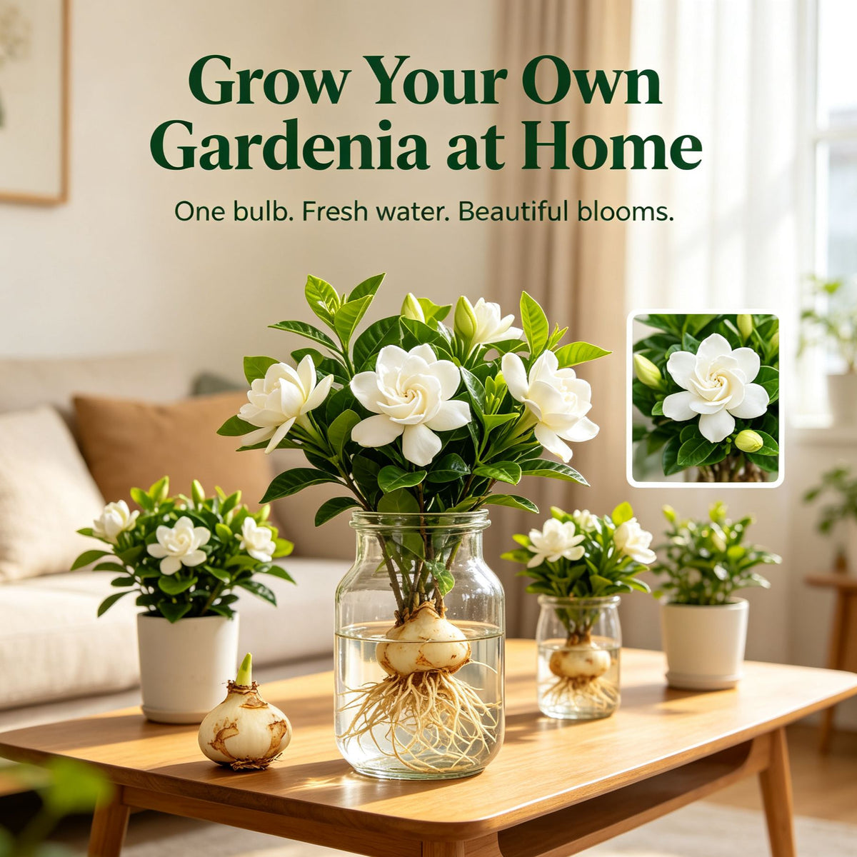 ✨Hydroponic Gardenia Bulbs🌸Grow Stunning Gardenias in Water — No Soil, No Mess!
